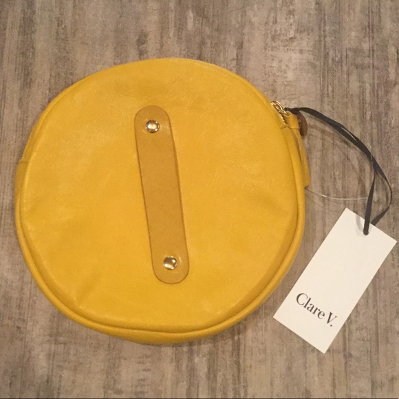 New Clare V. Maison Yellow Leather Circle Clutch - Picture 7 of 8